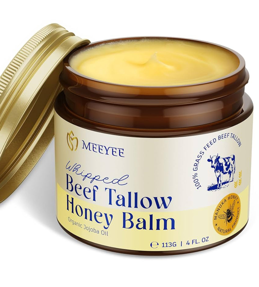 Whipped beef tallow honey balm