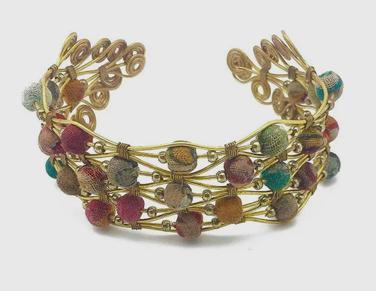 Aasha beads in wirework bracelet
