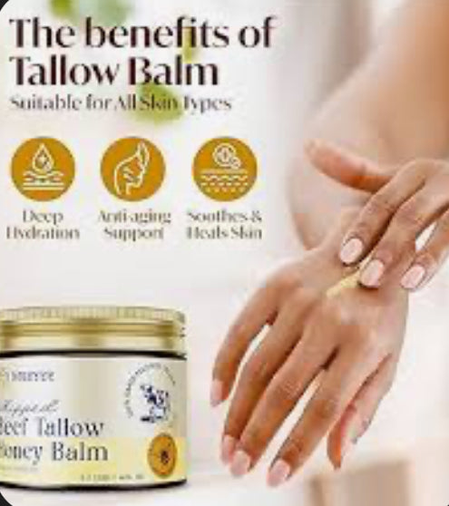 Whipped beef tallow honey balm