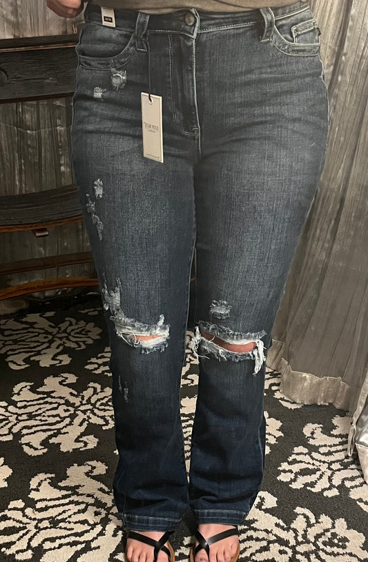 Mid-rise destroyed bootcut- Judy Blue Jeans