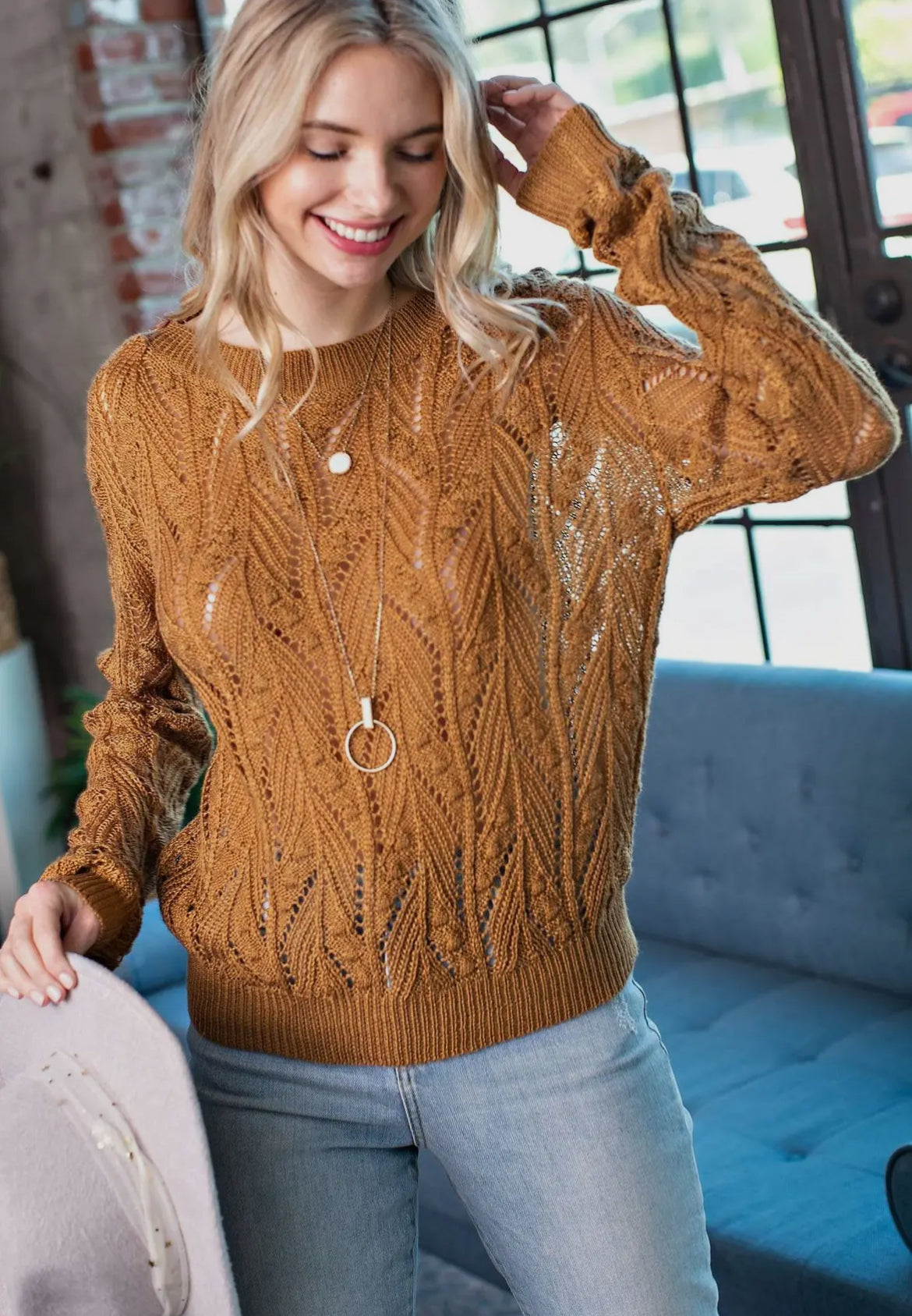 Plus Camel knit sweater