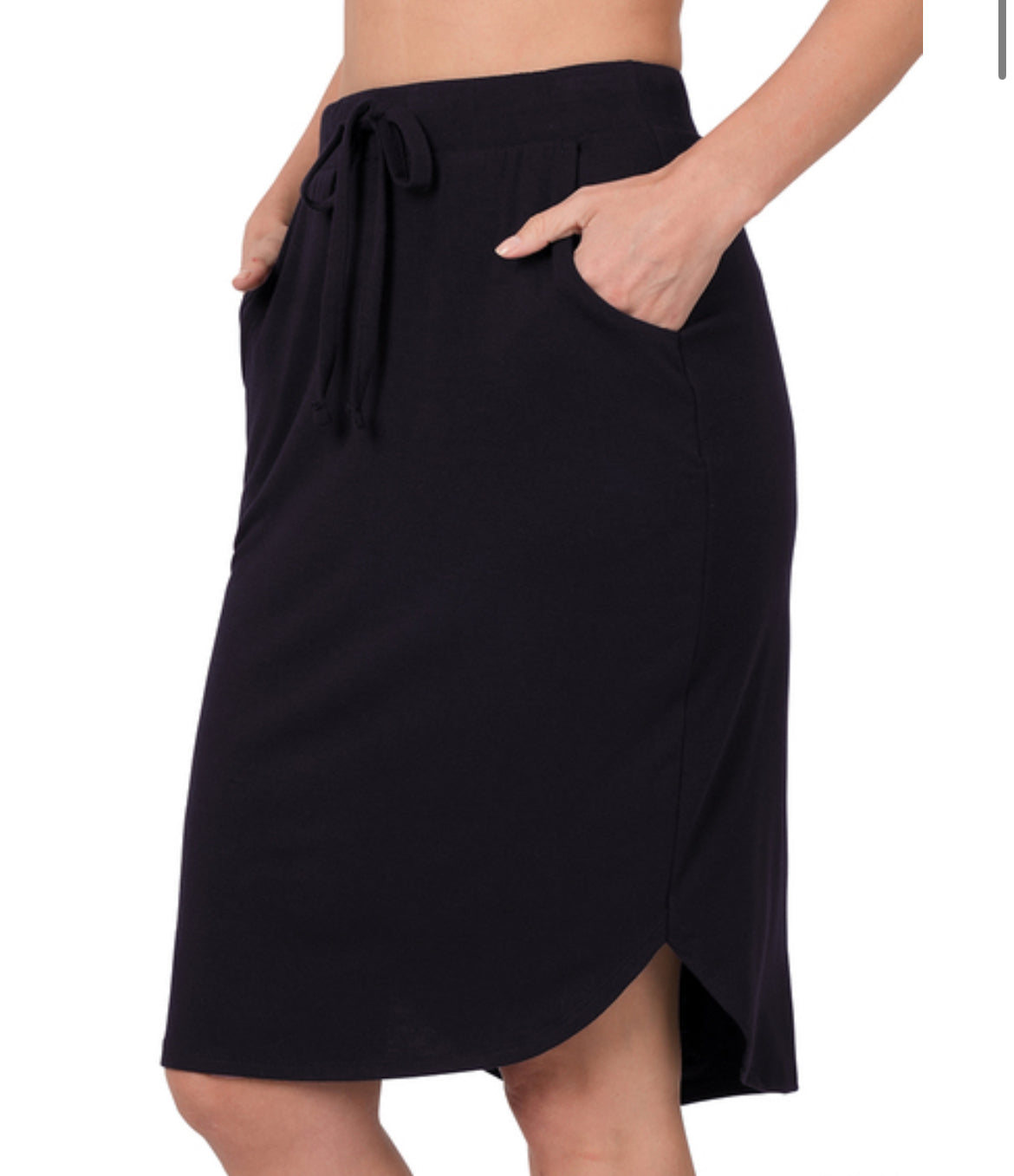 Black tulip hem skirt with pockets