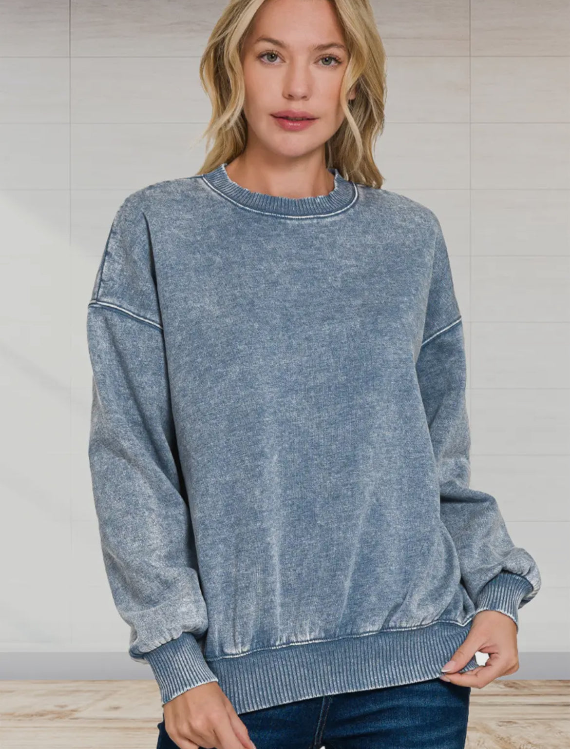 Acid Wash Oversized Sweatshirt