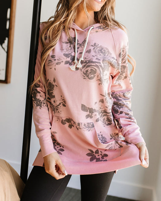 Smell the roses side slit hoodie