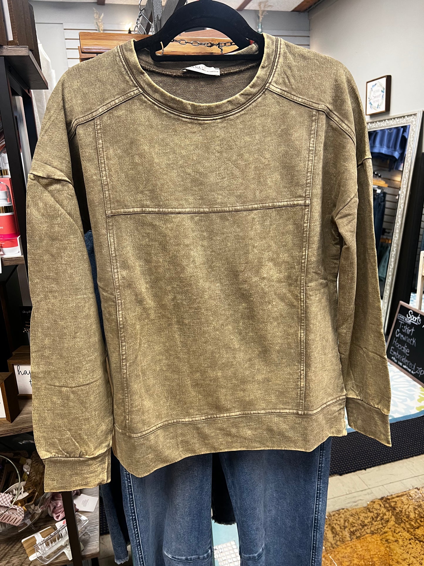 Acid wash tan sweatshirt