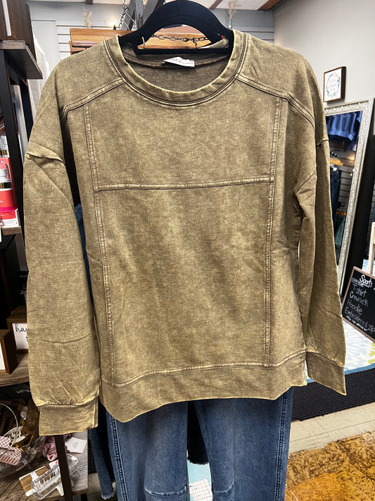 Acid wash tan sweatshirt