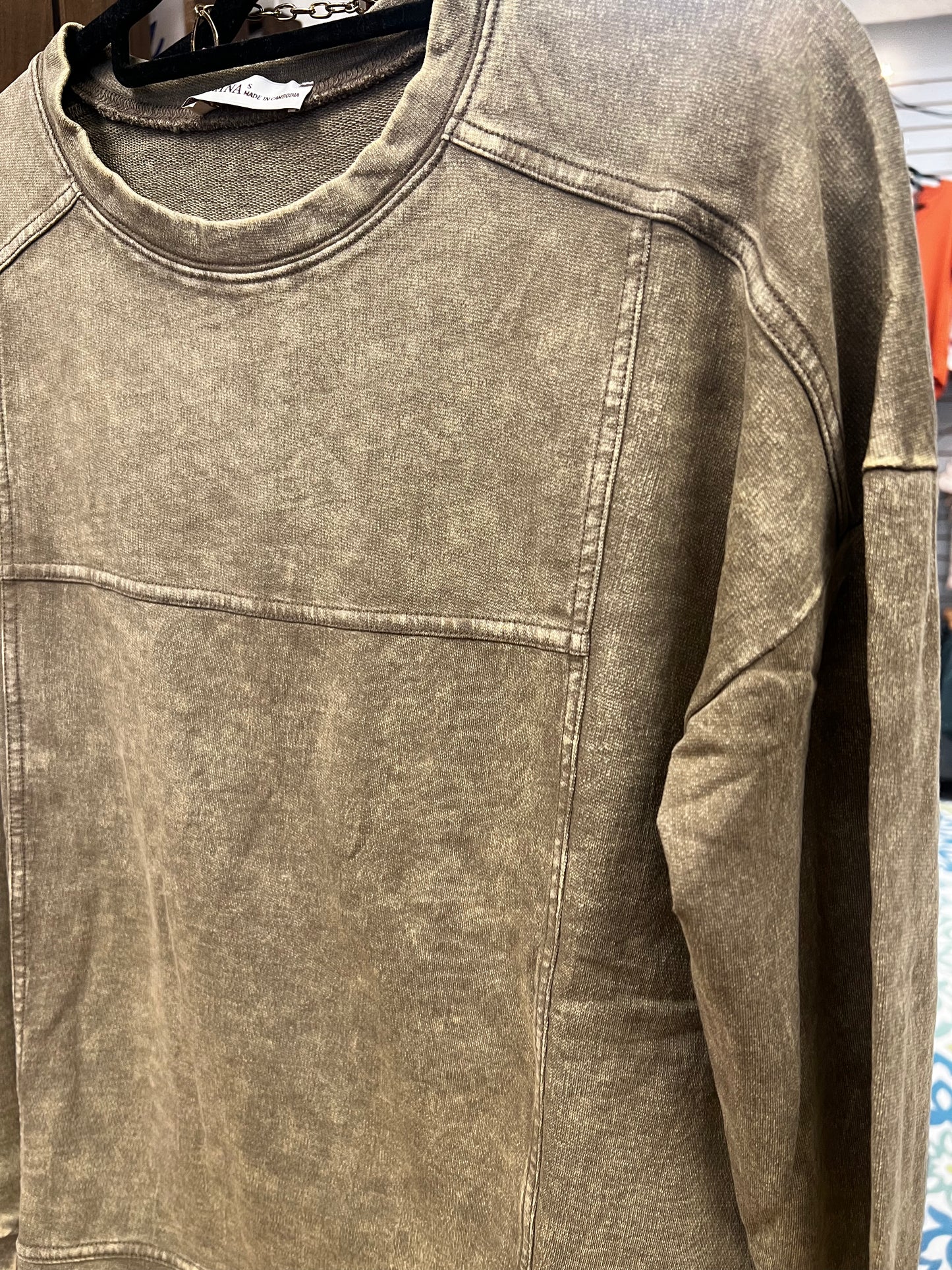 Acid wash tan sweatshirt