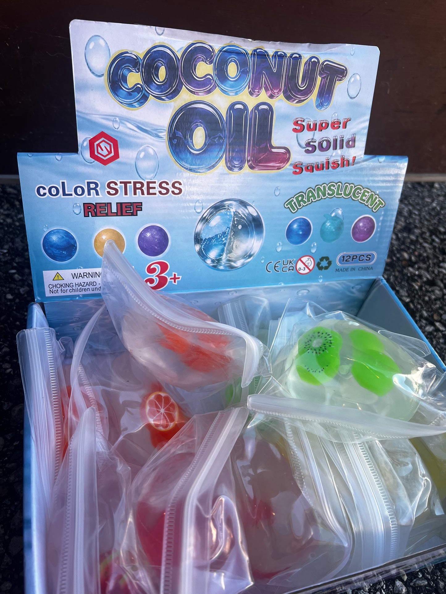 Coconut oil fruit squishy ball