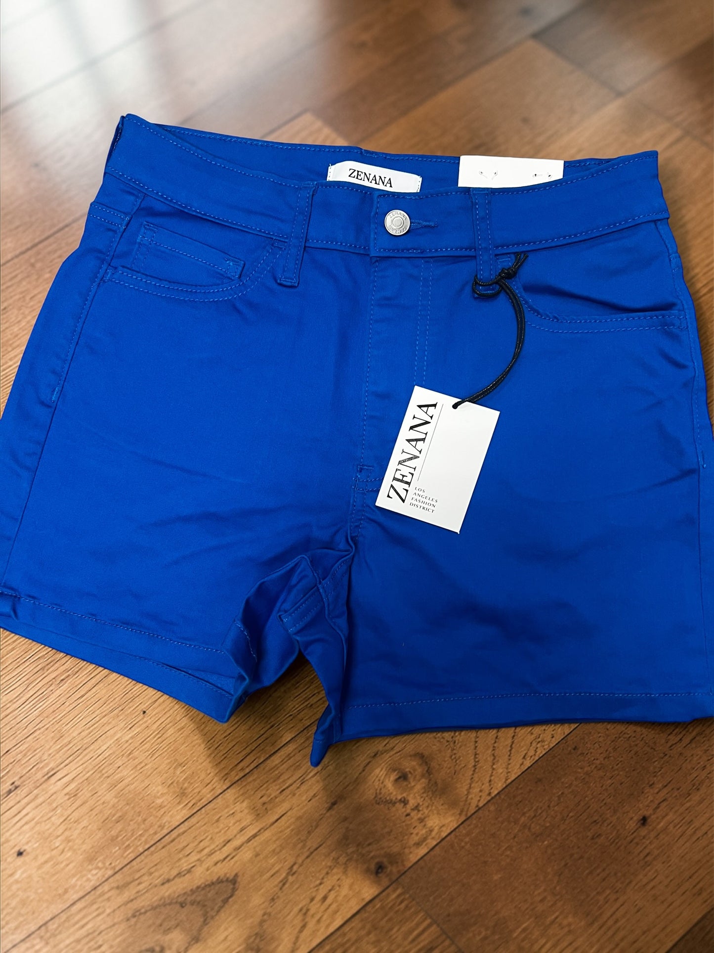 Colored stretch jean shorts