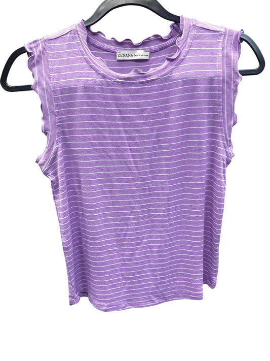 Ribbed ruffle trim striped top