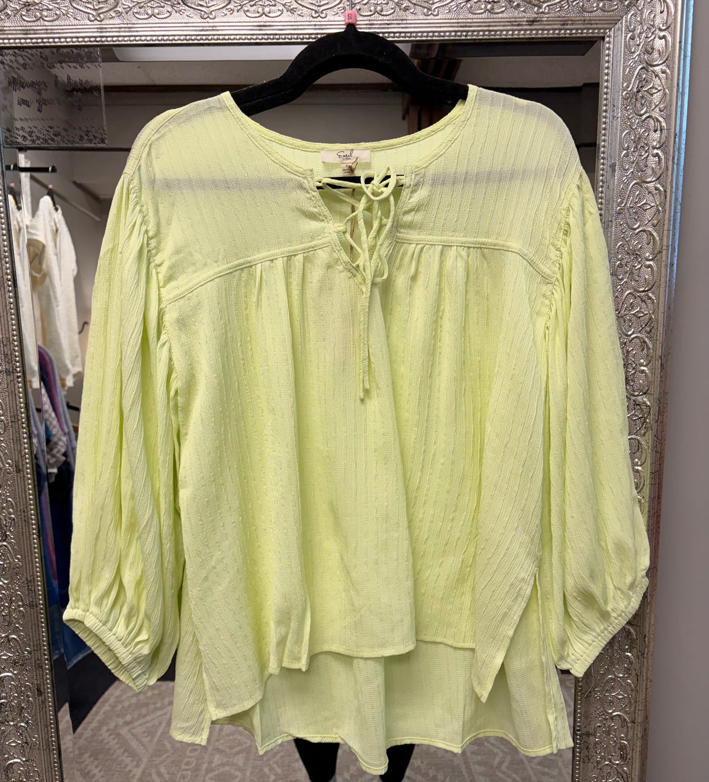 Key lime loose 3/4 sleeve blouse