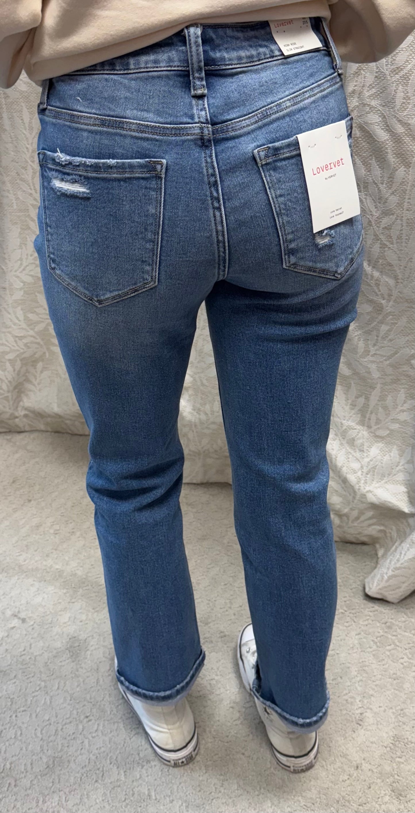 High Rise cuffed crop slim straight Vervet jeans