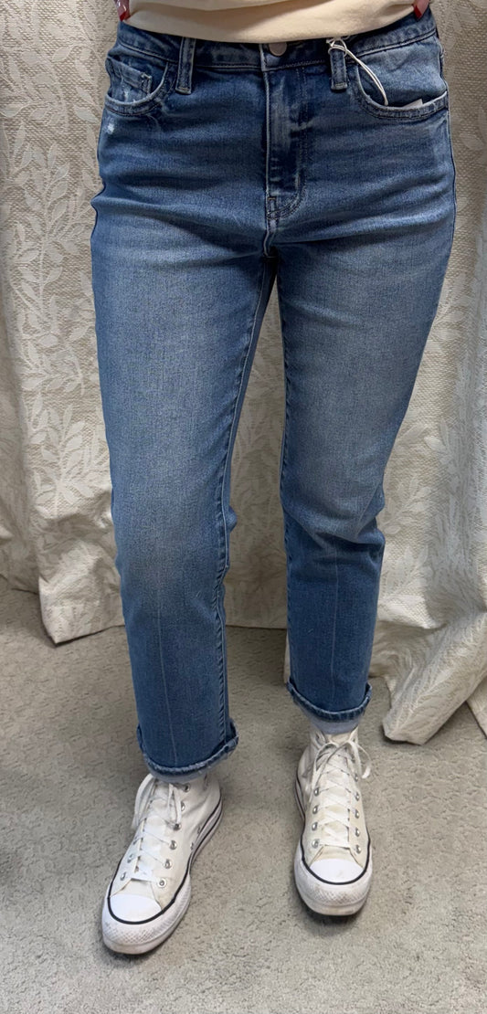 High Rise cuffed crop slim straight Vervet jeans
