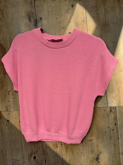 Pink waffle top