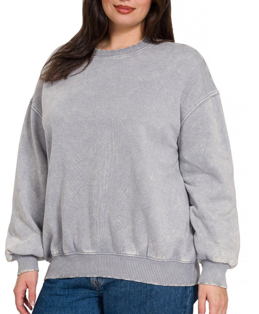 Sleet acid washed oversized pullover