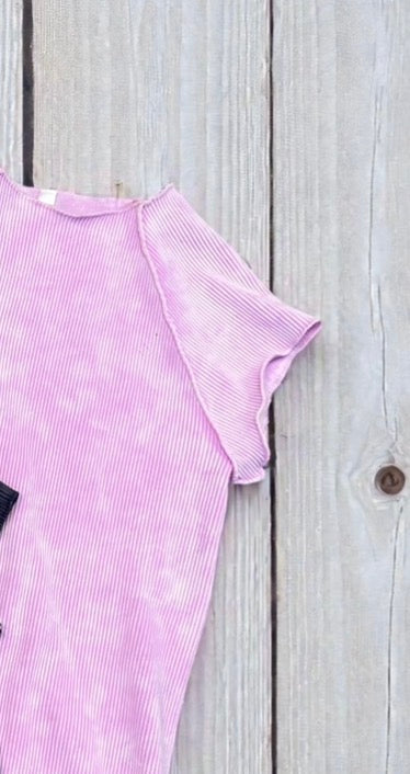 Stone washed ribbed top