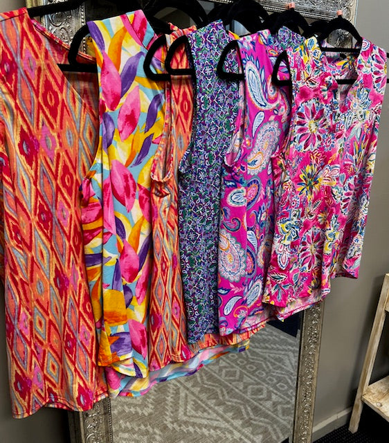 Fun bright print tanks