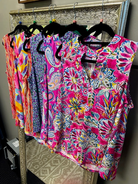 Fun bright print tanks