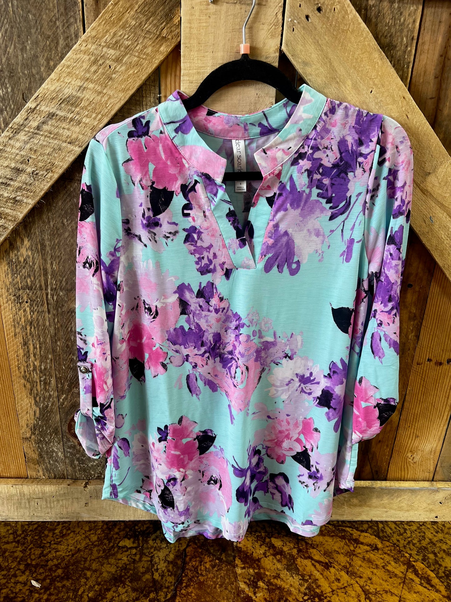 Light teal floral top