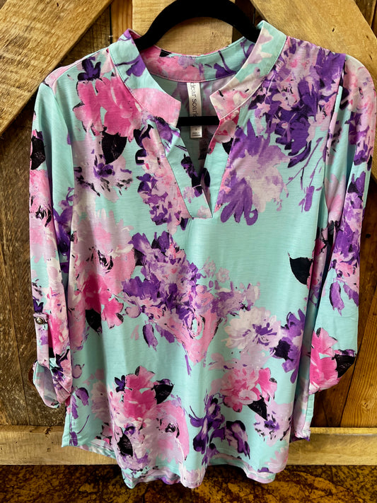 Light teal floral top