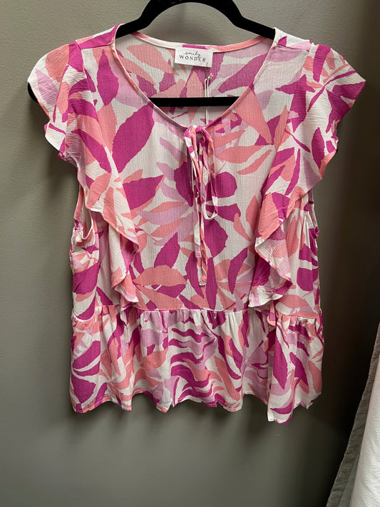 Breezy in pink with ruffle detail top