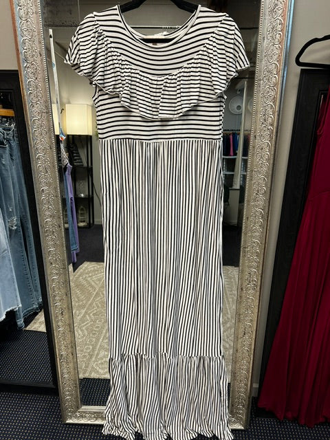 Stripe ruffle maxi dress