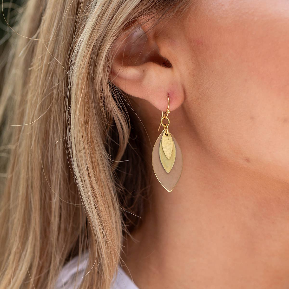 Brown and Green Layered earrings
