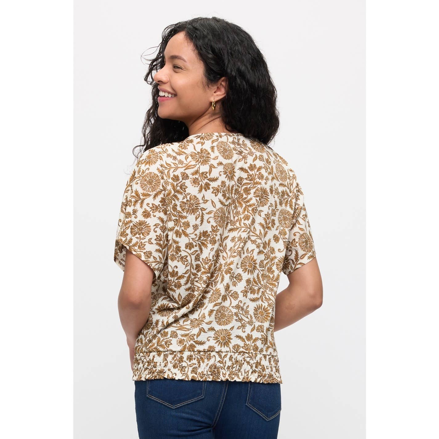 Taupe Floral crochet top