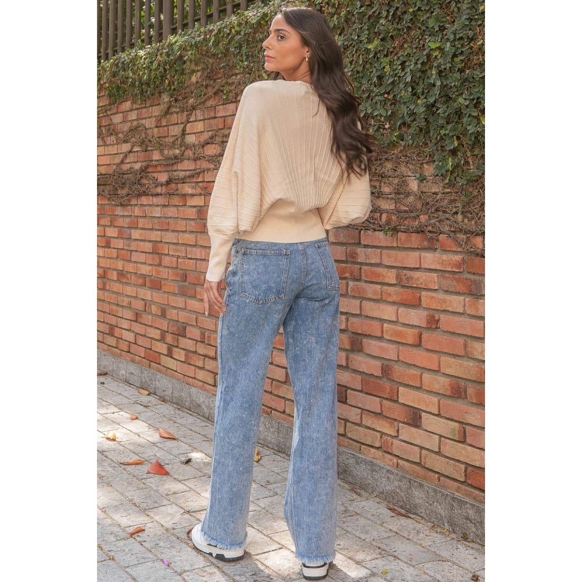 Beige ribbed top