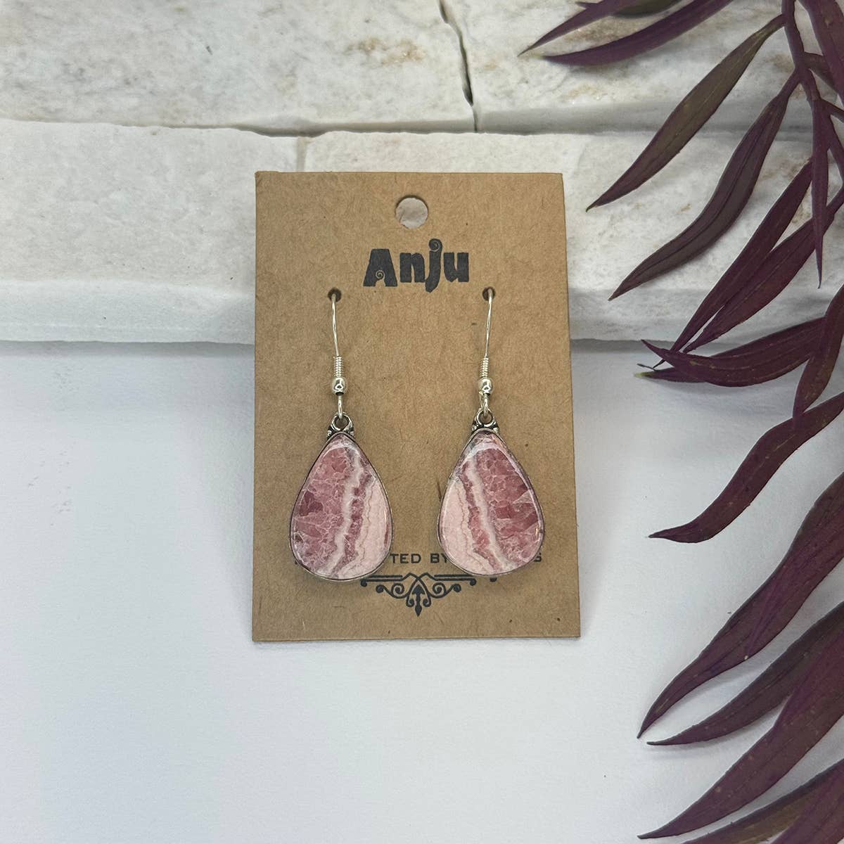 Handcrafted Semiprecious Stone Earrings - Crazy Lace Agate
