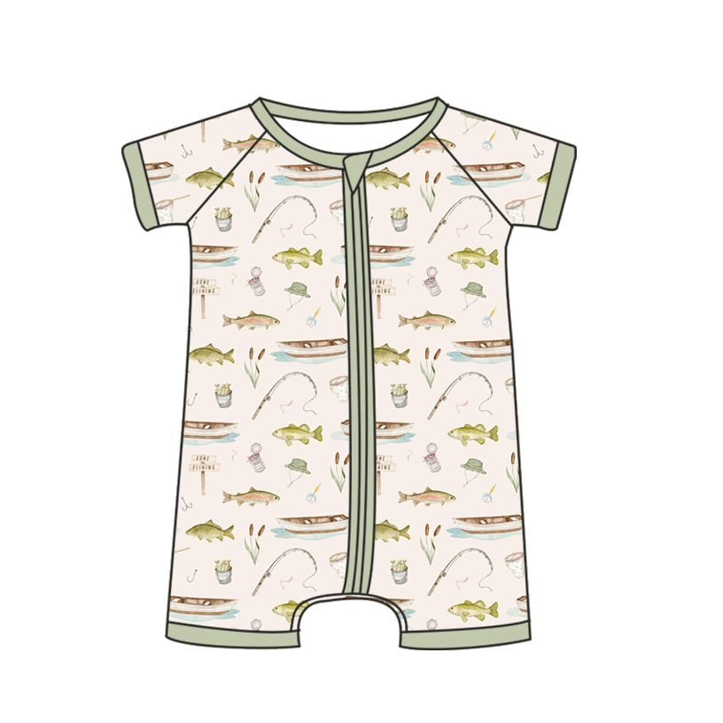 Gone Fishing Bamboo Zip Romper