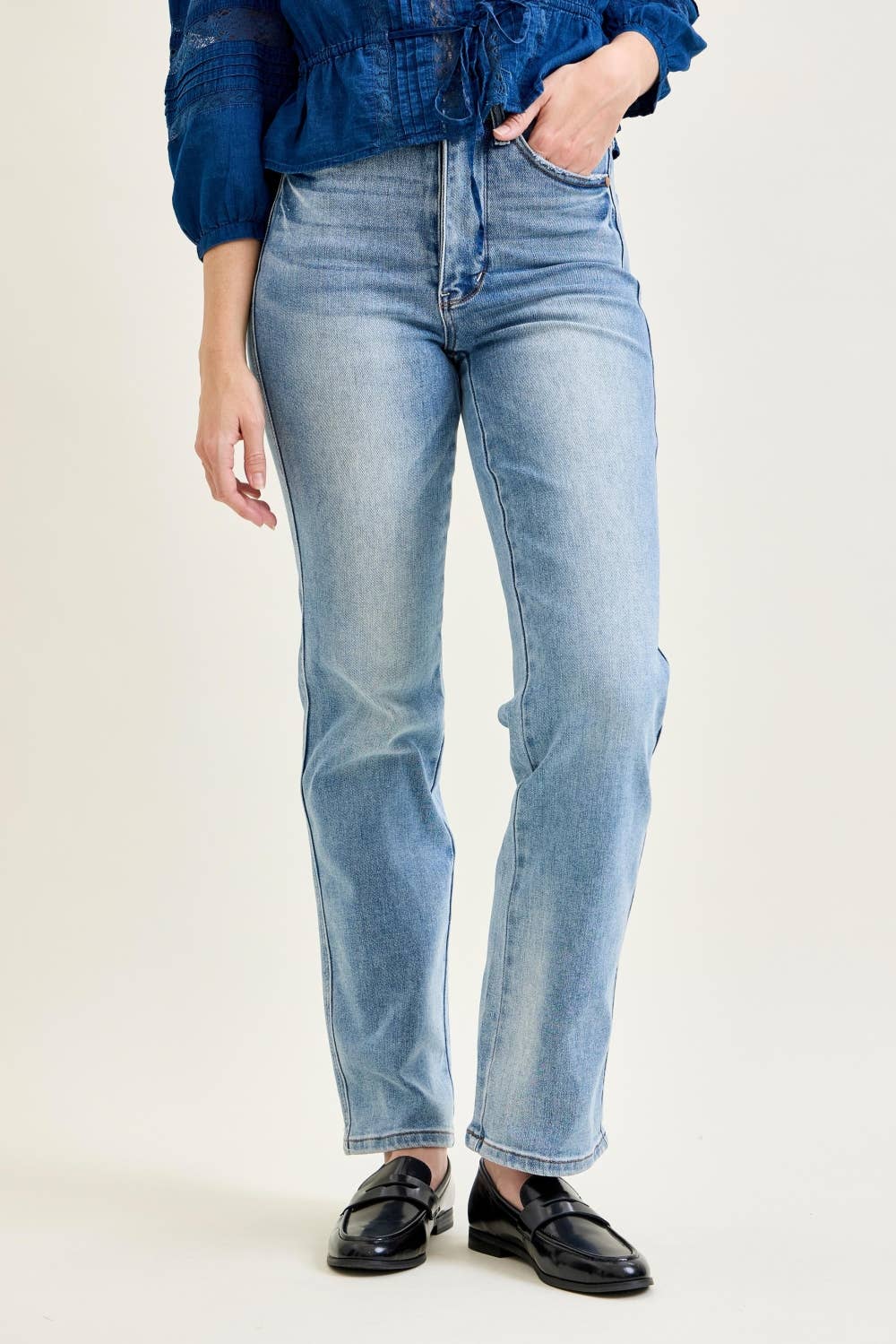 Stella- High rise Tummy Control Straight Judy blue jeans