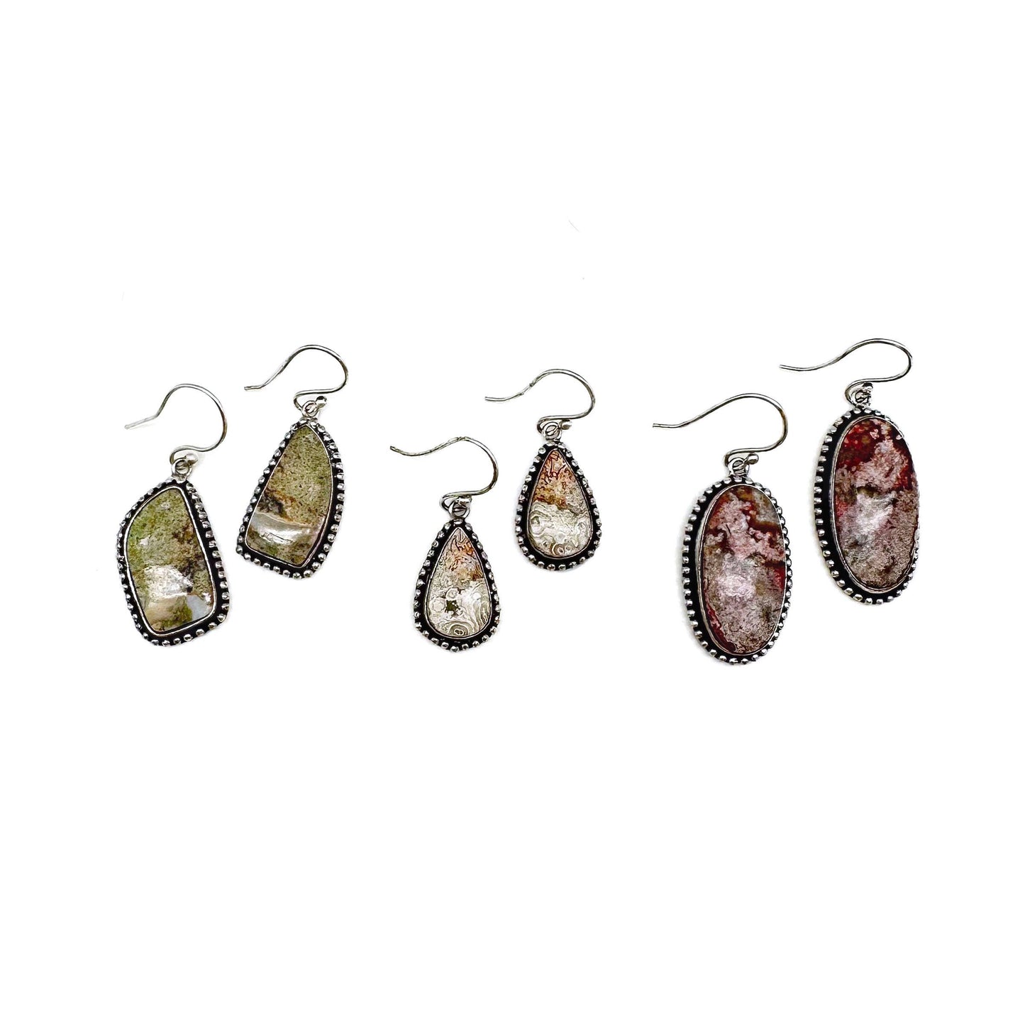 Handcrafted Semiprecious Stone Earrings - Crazy Lace Agate
