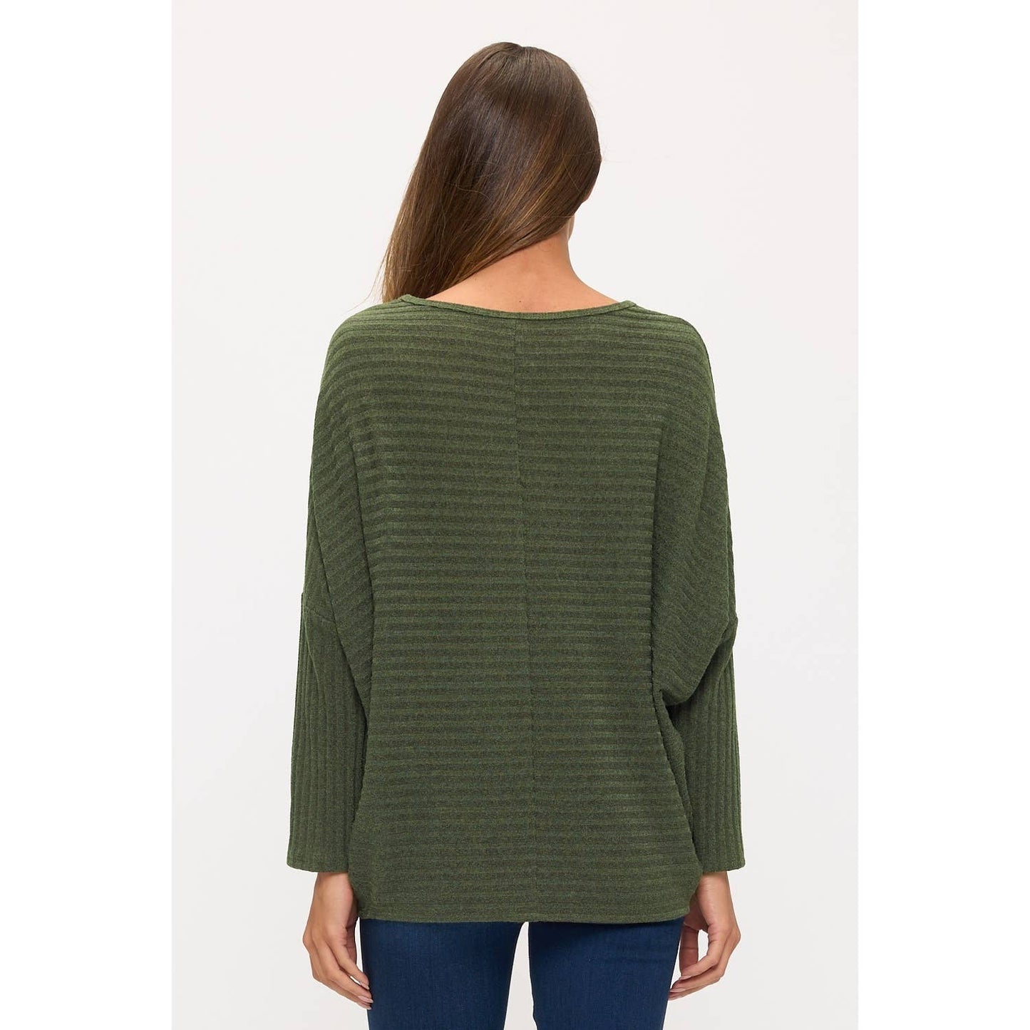 Olive oversized dolman ribbed top