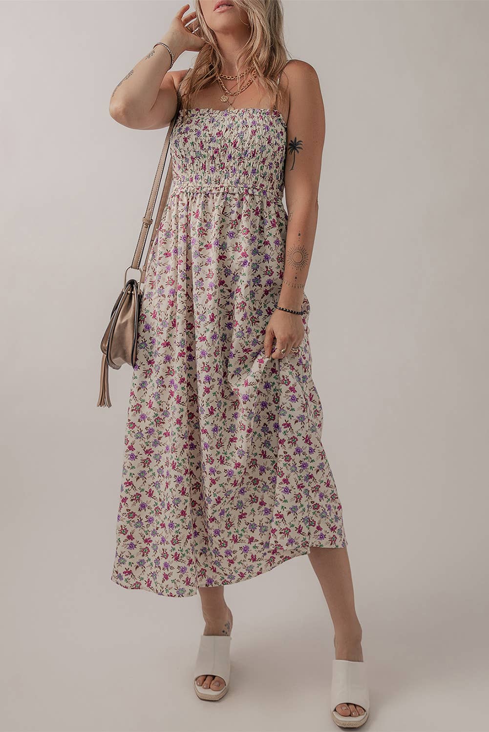 Boho Floral Smocked Fit Flare Sundress