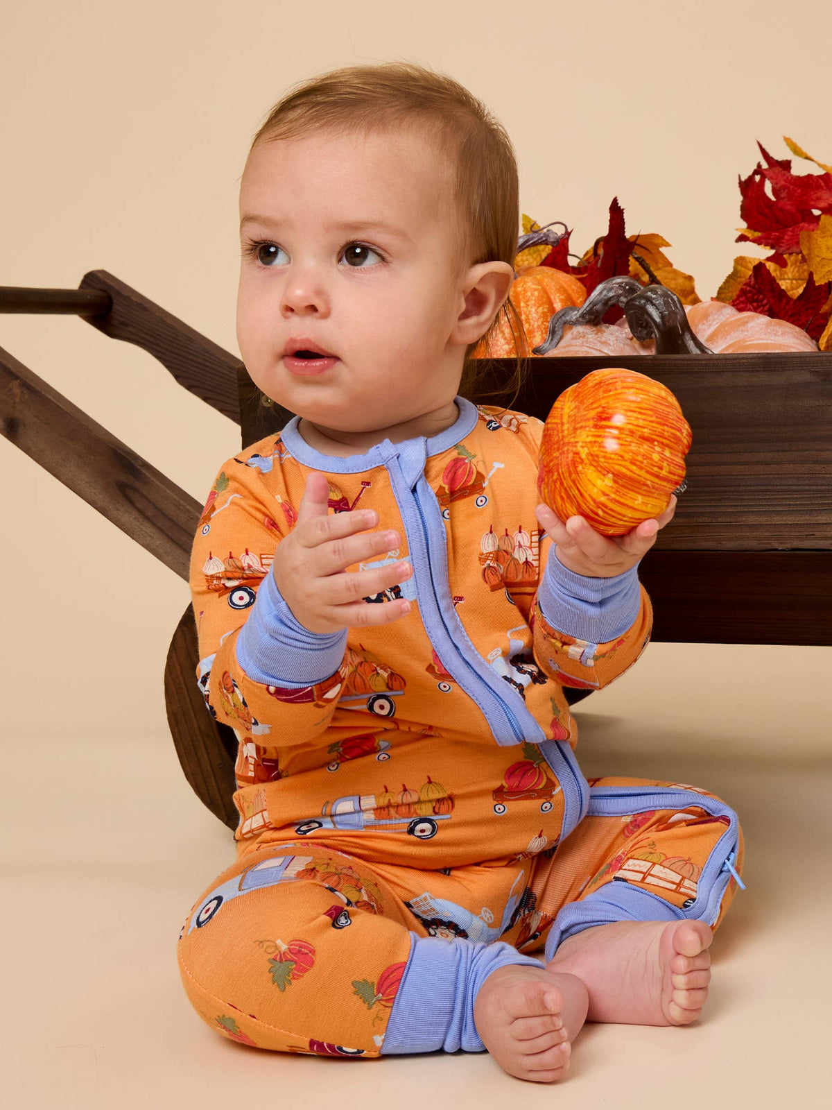 Baby Bamboo Viscose Harvest Haul Convertible One Piece Footie Pajama