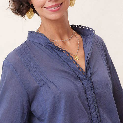Lightweight Navy Cotton Blouse
