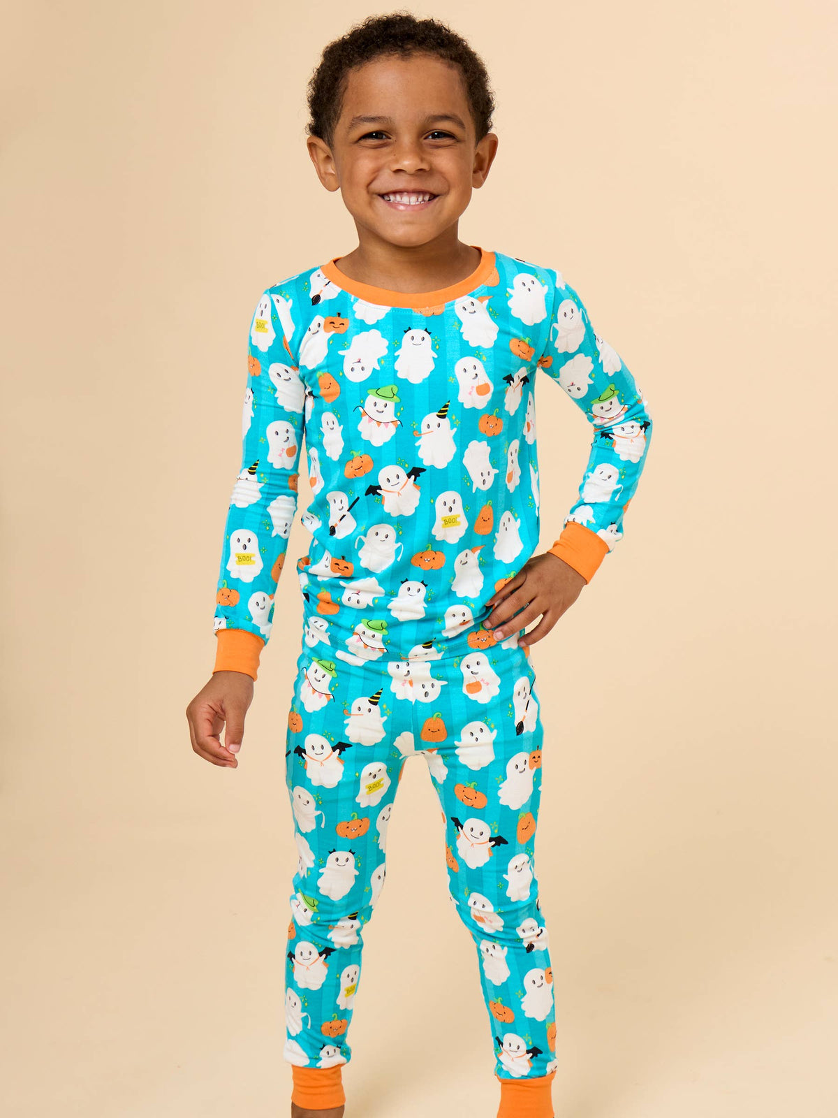 Kids Bamboo Viscose Halloween Boo Bash Long Sleeve Pajama Set