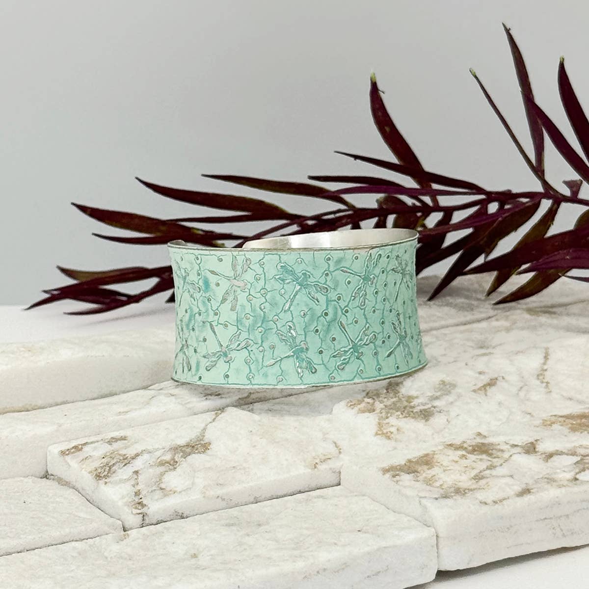 Mint Green Dragonfly Patina Bracelet