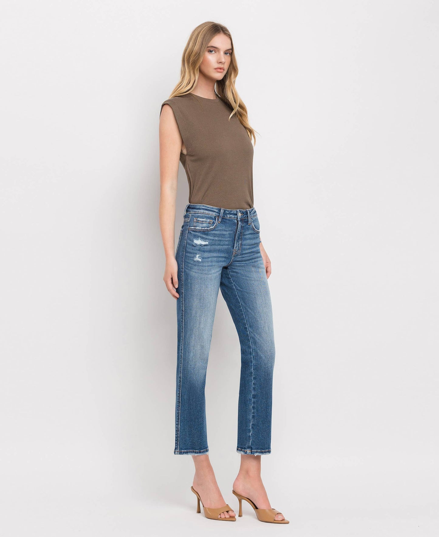 Vervet High rise crop straight jean