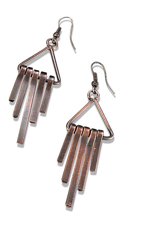 Banjara Triangle Earrings - Antique Copper Bars