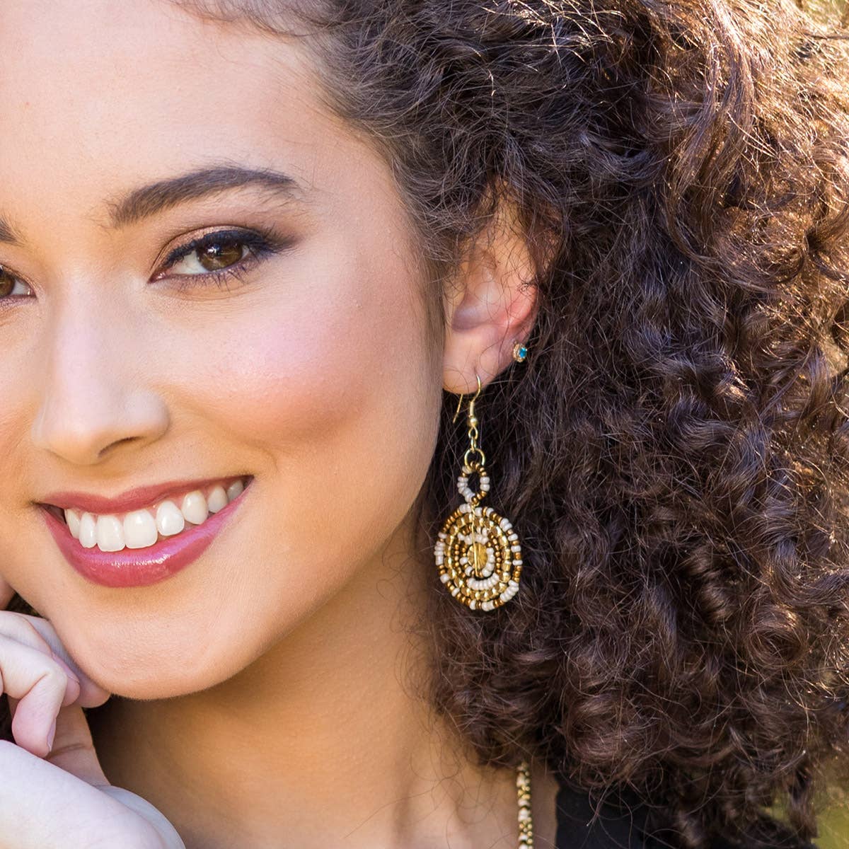Bead Disc & Loop sachi earrings