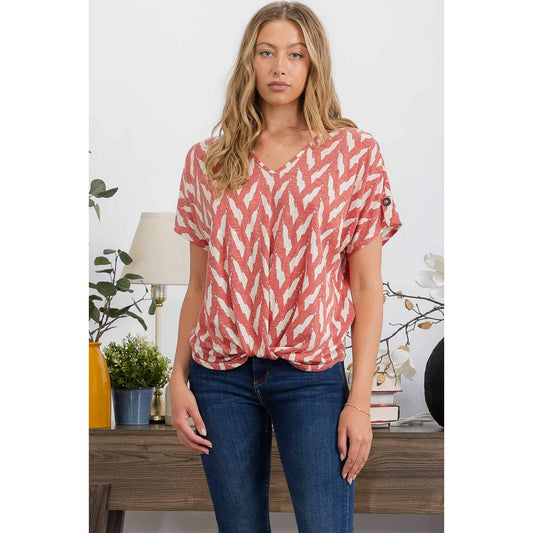 Zebra v-neck knot top