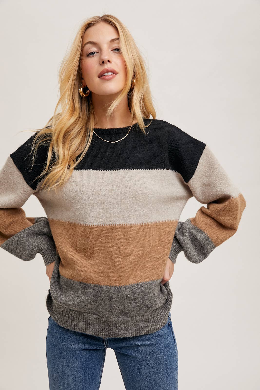 Knit color block sweater