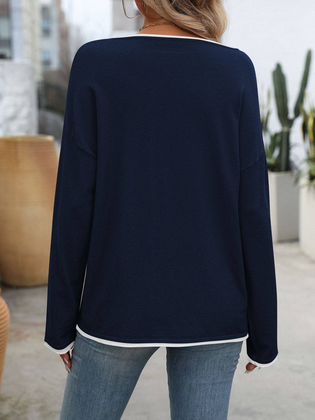 Crew Neck Core-spun Yarn Sweater