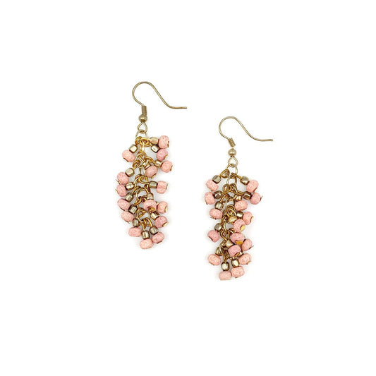 Sachi Chromatic Hues - Blush Pink Dangle Cluster Earrings