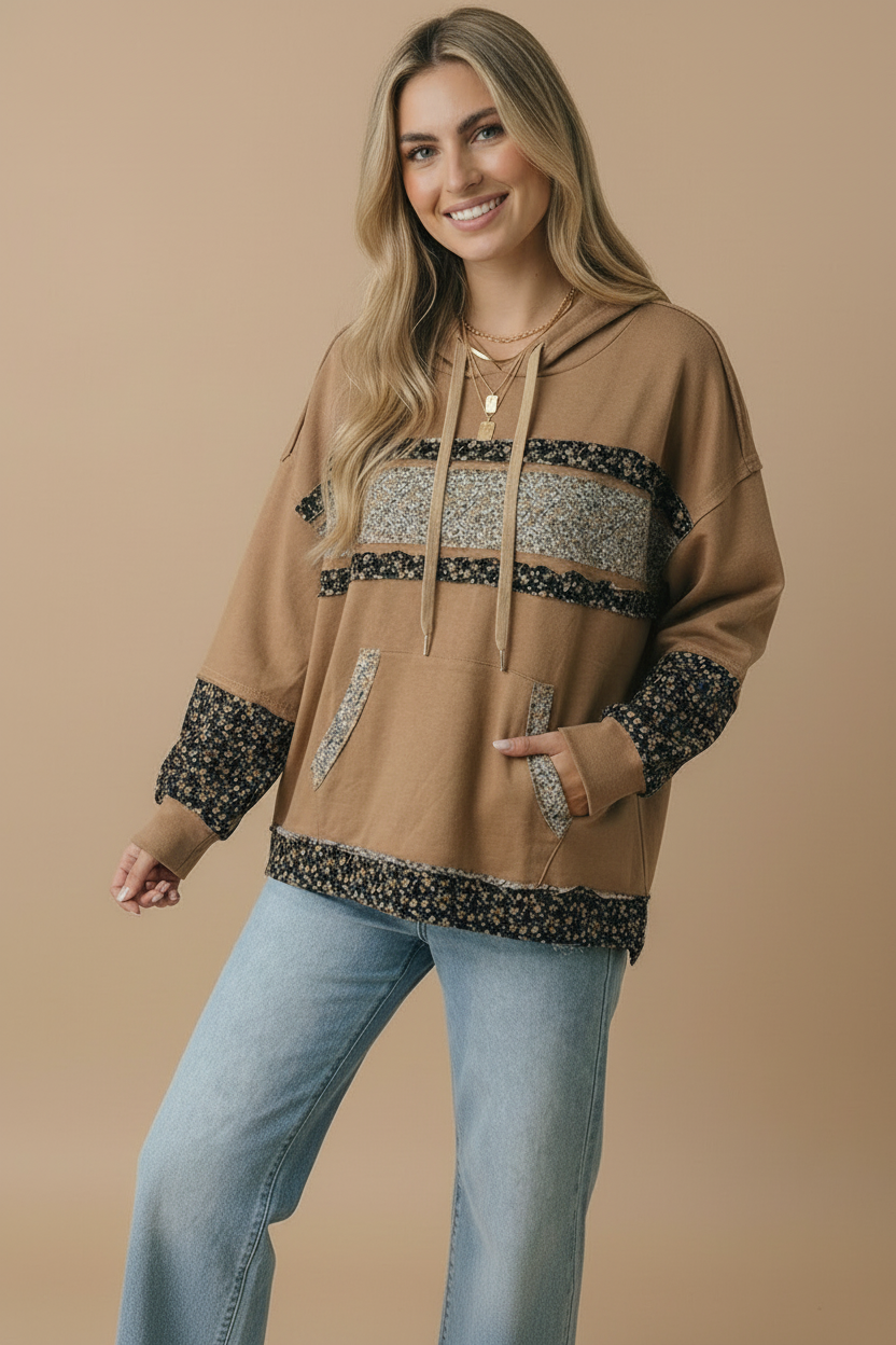 Carmel Floral Color Block Pullover top