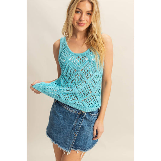 Light blue knit sleeveless top