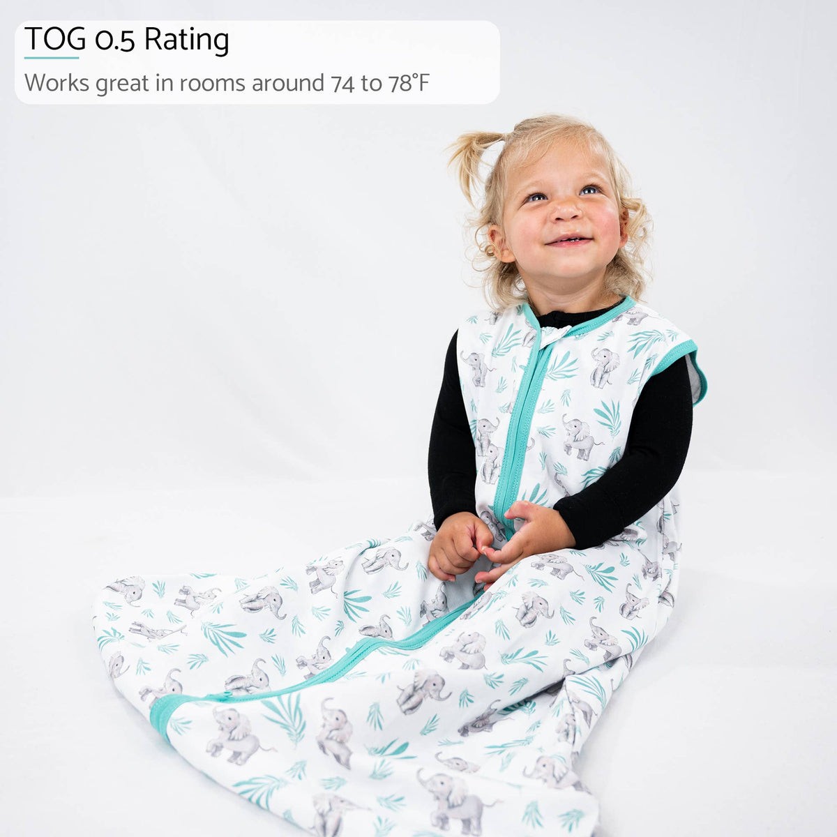 Organic Cotton Sleep Sack 0.5 TOG Baby Elephant