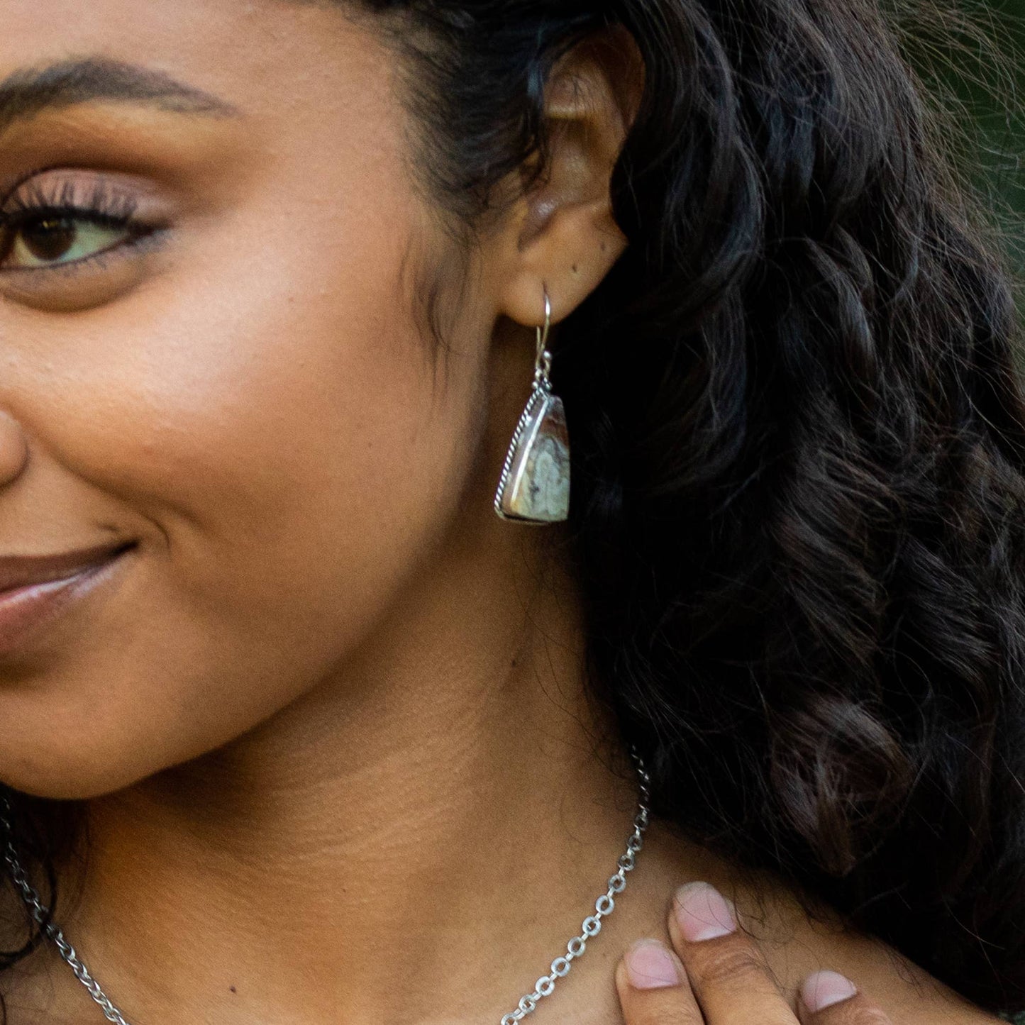 Handcrafted Semiprecious Stone Earrings - Crazy Lace Agate